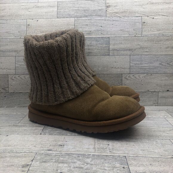 UGG Australia Boots Womens Cambridge Chestnut Size 7 Winter Ankle Knit 1003175 - Picture 4 of 10